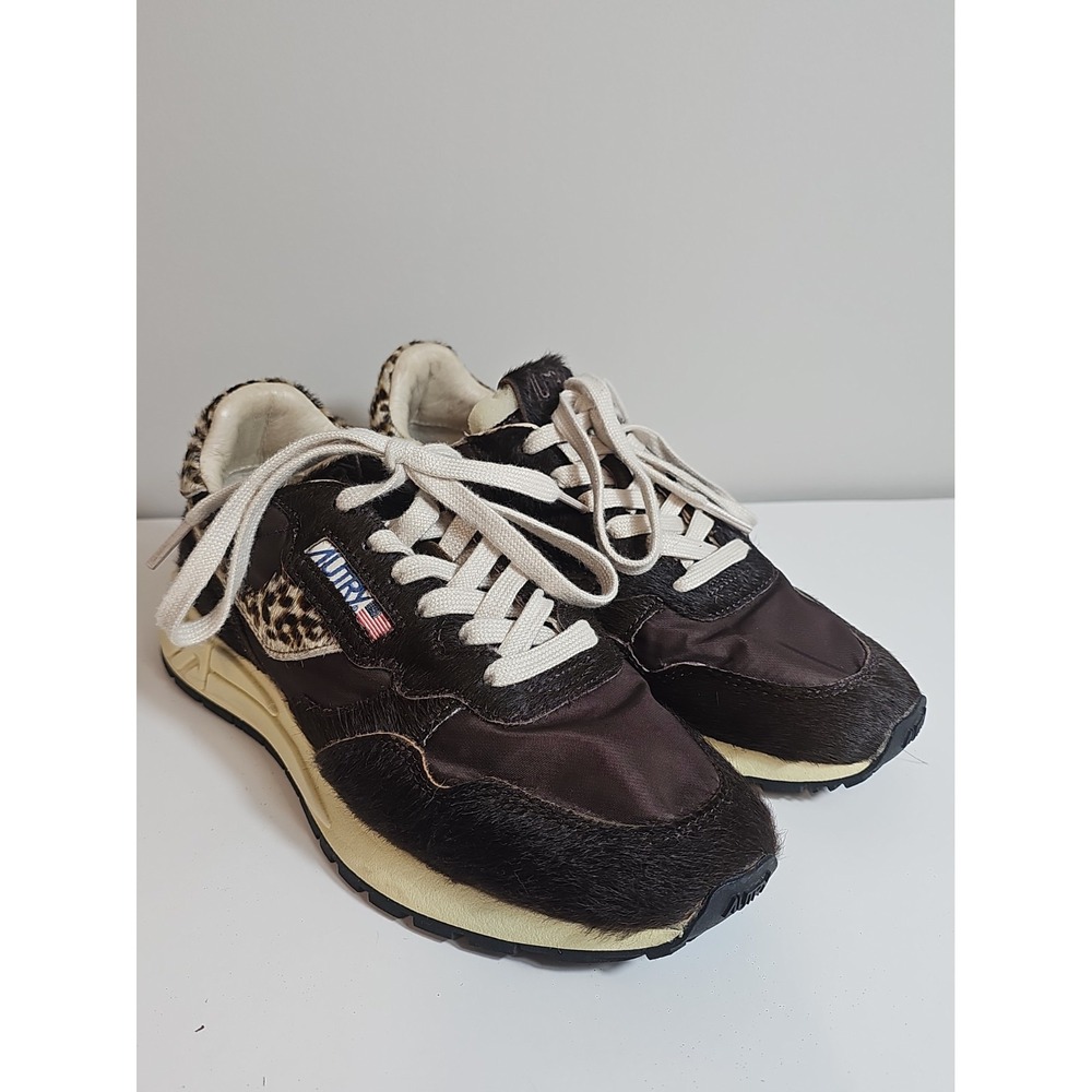 Autry Reelwind Womens EU 38 US 8 Brown Suede Cheetah Sneakers Low Top